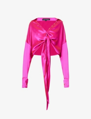 Retroféte Parker Cropped Shirt In Neon Pink
