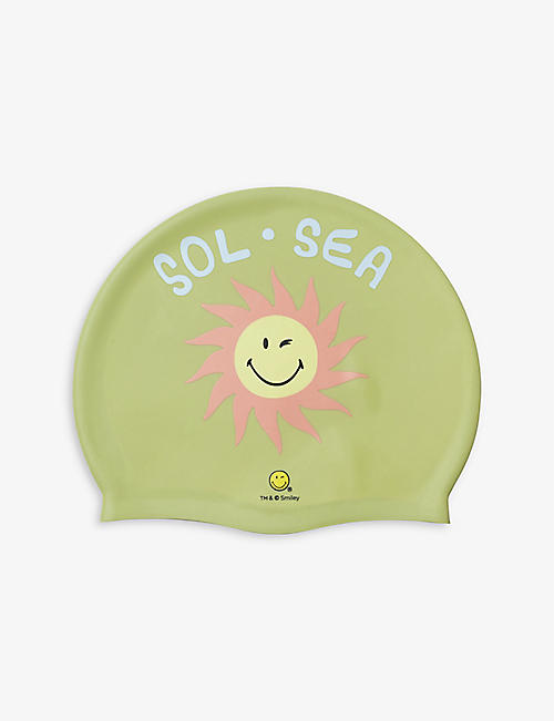 SUNNYLIFE：SUNNYLiFE x Smiley 图案印花硅胶游泳帽