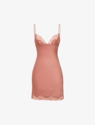 House Of Cb Womens Rose Pink Nia Lace-trimmed Satin Mini Dress | ModeSens