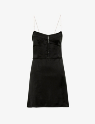 Palm Angels Chain-straps Mini Dress In Dark Grey Silver
