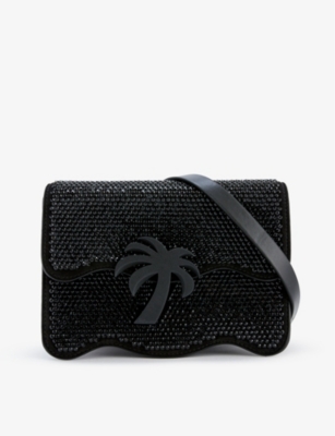 PALM ANGELS: Big Palm brand-patch rhinestone-embellished leather cross-body bag