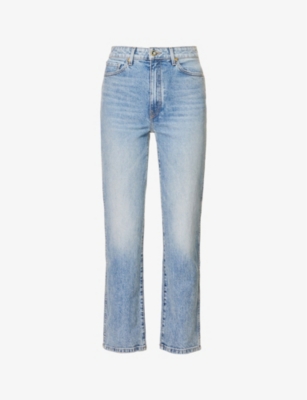 KHAITE - Abigail faded-wash straight mid-rise stretch-denim jeans