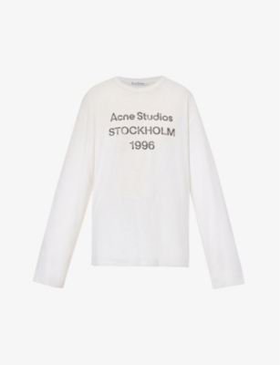 Acne Studios Logo Cotton-blend Jersey Top In Optic White