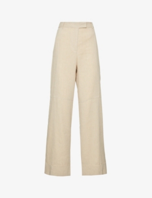 ACNE STUDIOS: Casual wide-leg mid-rise linen-cotton blend trousers