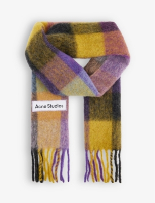 ACNE STUDIOS VALLY CHECKED WOOL-BLEND SCARF,63619349