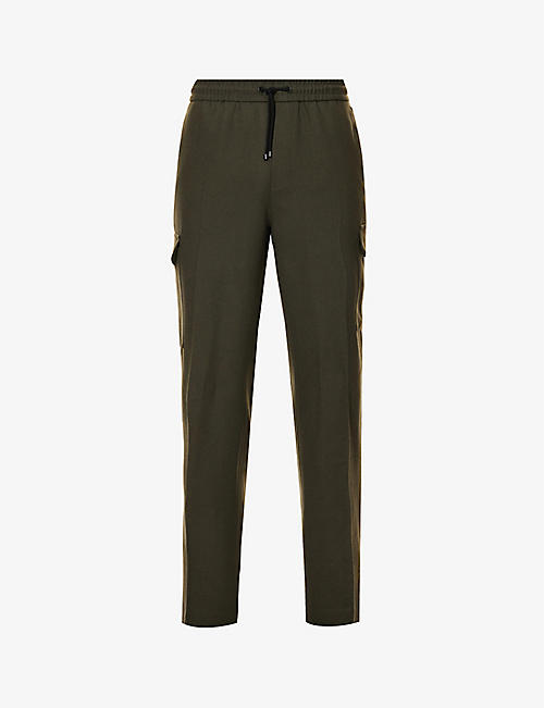 FRAME: Tapered drawstring-waistband wool-blend cargo trousers