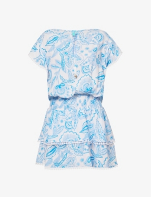 Melissa Odabash Keri Paisley-print Stretch-woven Mini Dress In Ceramic