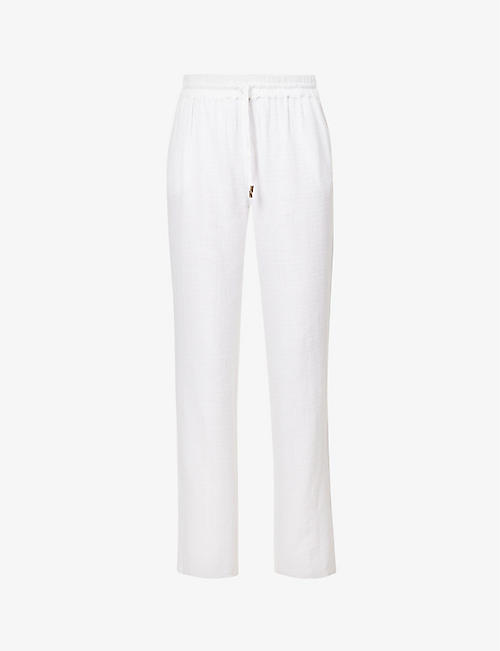 MELISSA ODABASH: Krissy textured cotton trousers