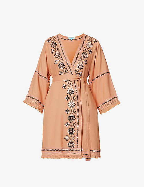 MELISSA ODABASH: Kara embroidered woven robe