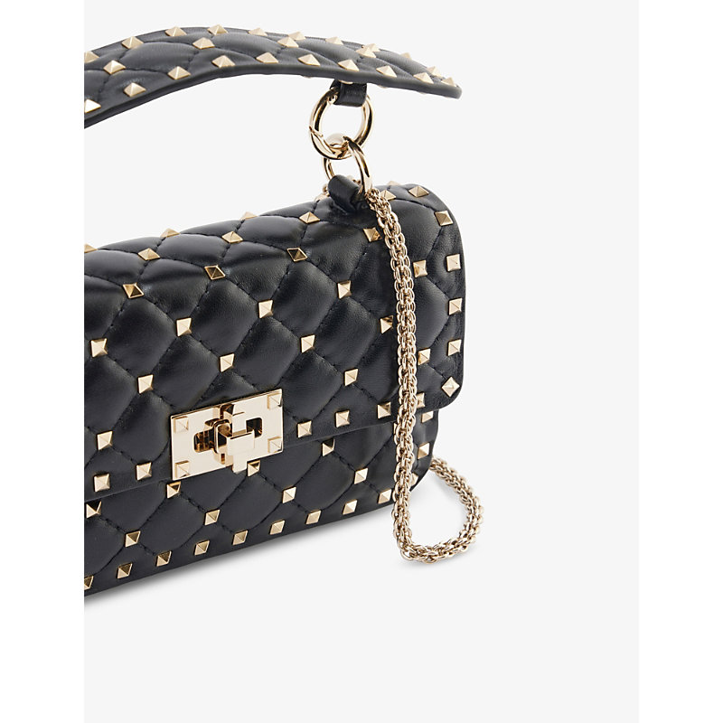 Shop Valentino Garavani Womens Nero Rockstud Spike Small Leather Cross-body Bag