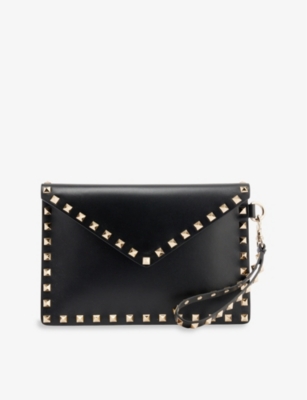 VALENTINO GARAVANI: Rockstud envelope leather pouch