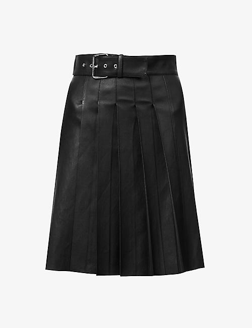 JITROIS: Kilt pleated leather mini skirt