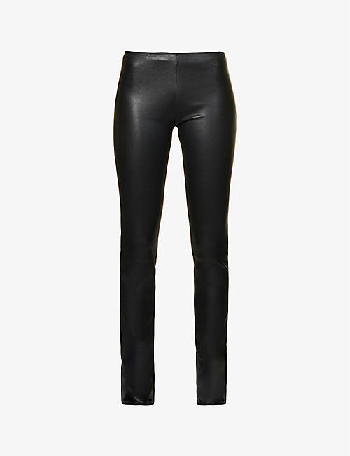 JITROIS: High-rise slim-fit leather leggings