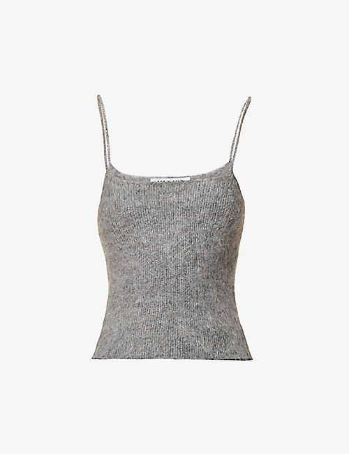 MUSIER PARIS: Grazzie beaded-strap fluffy knitted top