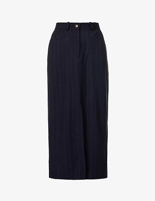 MUSIER PARIS: Adila stripe stretch-woven midi skirt