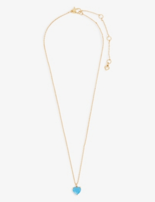 Kate Spade Gold-tone Birthstone Heart Pendant Necklace, 16" + 3" Extender In Turquoise