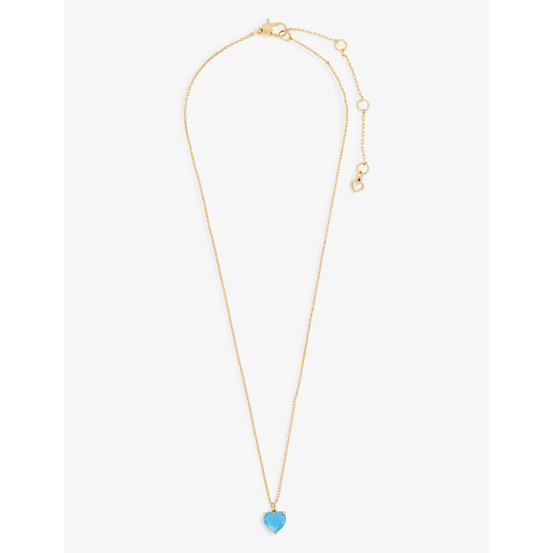 KATE SPADE KATE SPADE NEW YORK WOMEN'S TURQUOISE MY LOVE DECEMBER HEART CUBIC ZIRCONIA PENDANT NECKLACE,63627252