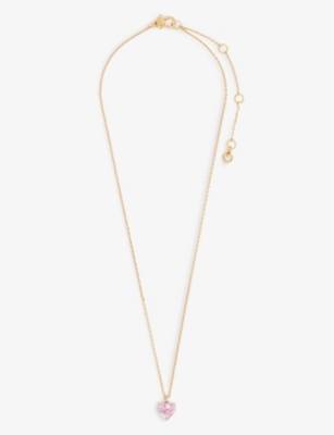 Kate Spade Womens My Love October Heart Cubic Zirconia Pendant Necklace Rose In Rose