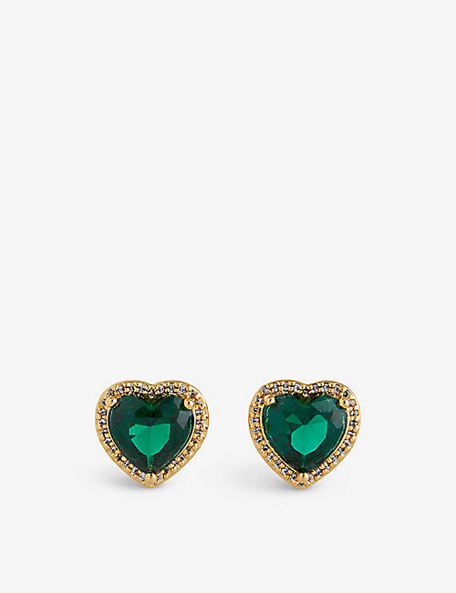 KATE SPADE NEW YORK: Heart-shaped metal and cubic zirconia earrings