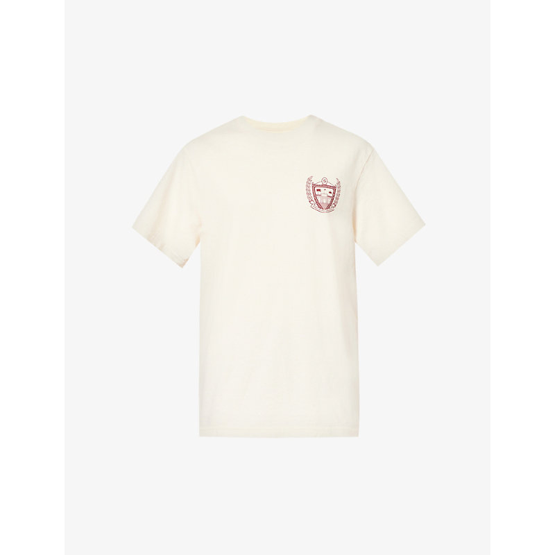Sporty And Rich Beverly Hills Logo-embellished Cotton-jersey T-shirt In Cream & Merlot
