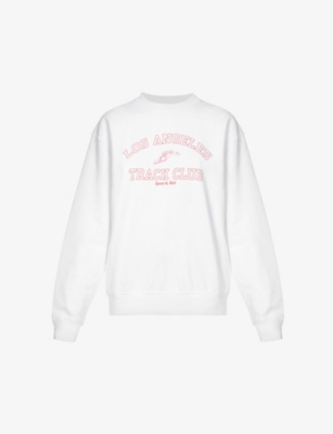 Sporty And Rich Track Club Logo-print Cotton-blend In White Red