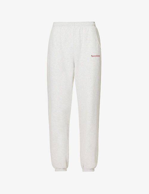 SPORTY & RICH: Logo-embroidered cotton-blend jogging bottoms