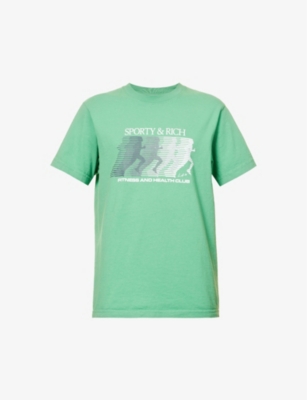 Sporty And Rich Graphic-print Cotton-jersey T-shirt In Verde White