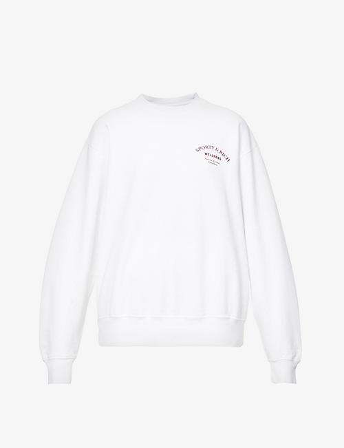 SPORTY & RICH: Wellness slogan-print cotton-jersey sweatshirt