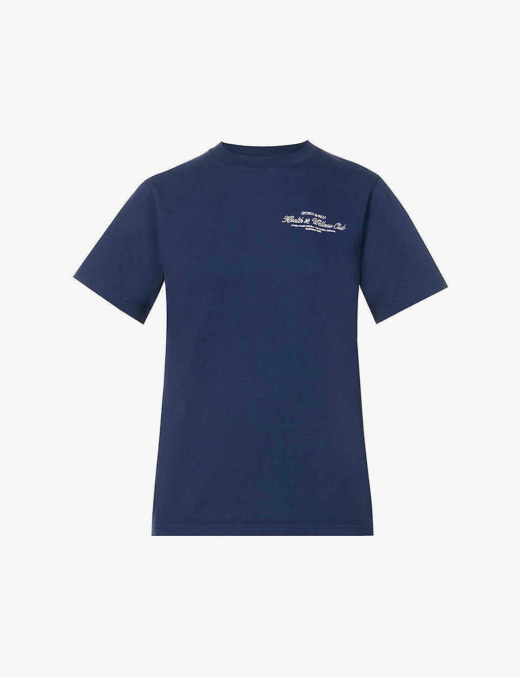 Sporty And Rich Health Club Logo-print Cotton-jersey T-shirt In Navy White