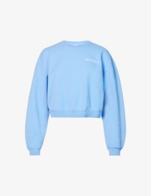 Sporty And Rich Sporty & Rich Women's Hydrangea White Health Club Cotton-jersey Sweatshirt In Hydrangea White