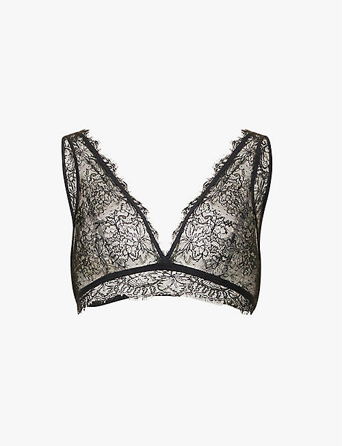 LOVE STORIES: Cherie lace-embellished recycled polyamide-blend bralette