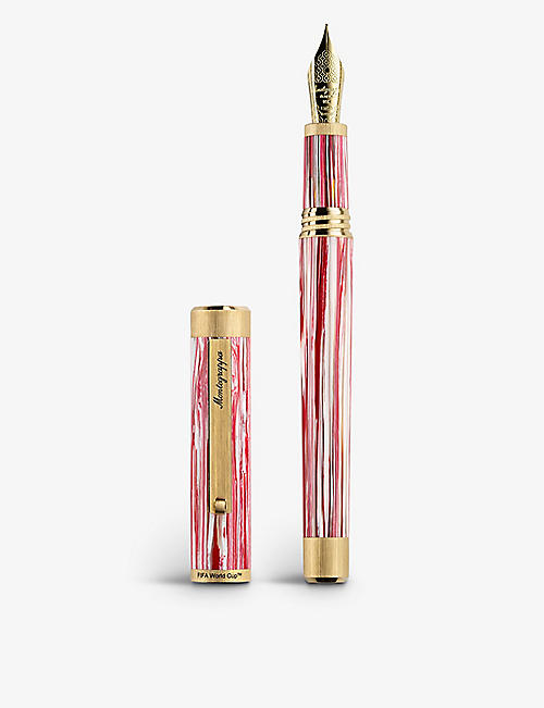 MONTEGRAPPA: Fifa Classics limited-edition 14ct yellow gold-plated stainless-steel and resin fountain pen and notebook set