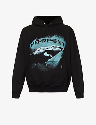 REPRESENT: Shark graphic-print cotton-jersey hoody