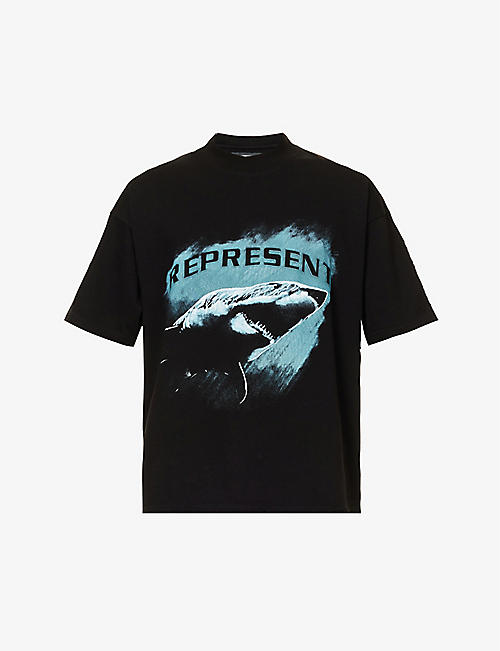 REPRESENT: Shark graphic-print cotton-jersey T-shirt