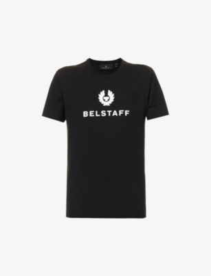 Belstaff Mens Black Signature Logo-print Cotton-jersey T-shirt In Black