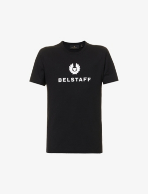 BELSTAFF BELSTAFF MEN'S BLACK SIGNATURE LOGO-PRINT COTTON-JERSEY T-SHIRT,63642934