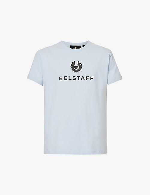 BELSTAFF：标志性徽标印花平纹针织棉 T 恤