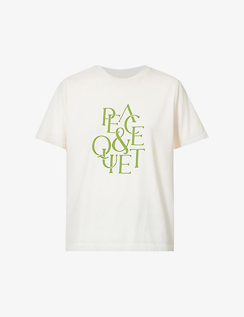 MUSEUM OF PEACE AND QUIET：印刷文字图案徽标平纹针织棉 T 恤