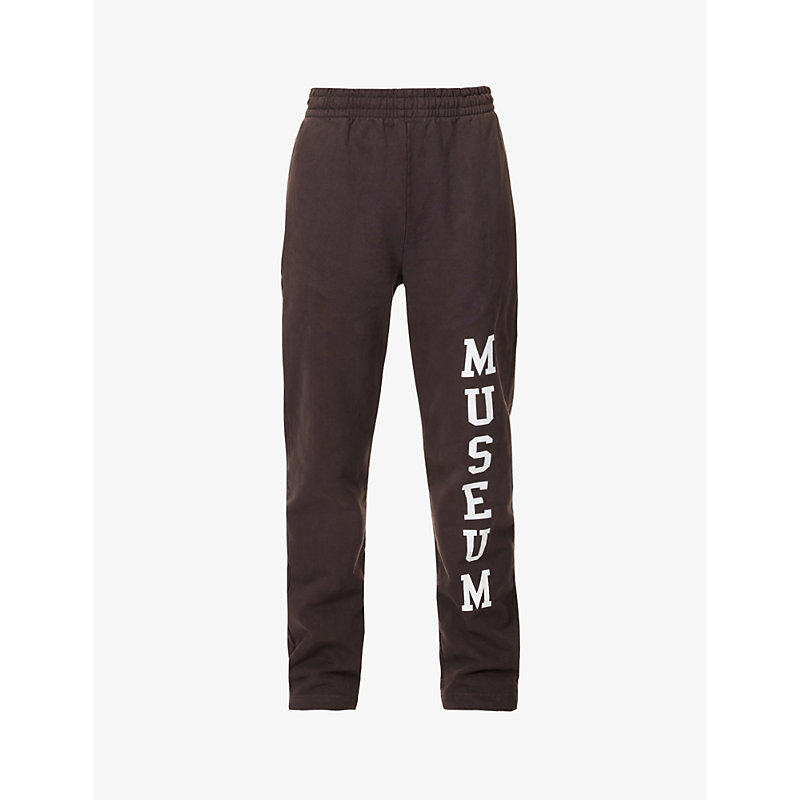 MUSEUM OF PEACE AND QUIET MUSEUM OF PEACE AND QUIET WOMEN'S BROWN VARSITY LETTERING COTTON-JERSEY JOGGING BOTTOMS,63644433
