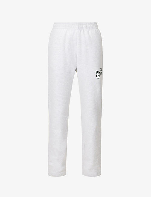 MUSEUM OF PEACE AND QUIET: Warped logo lettering cotton-jersey jogging bottoms