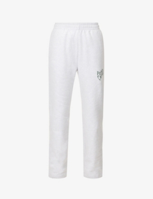 MUSEUM OF PEACE AND QUIET MUSEUM OF PEACE AND QUIET WOMEN'S HEATHER WARPED LOGO LETTERING COTTON-JERSEY JOGGING BOTTOMS,63644556