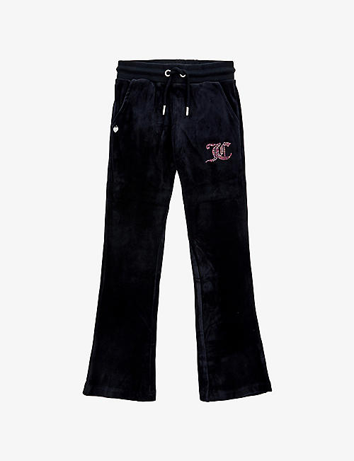 JUICY COUTURE: Diamante-embellished flared-leg stretch-woven jogging bottoms 3-16 years