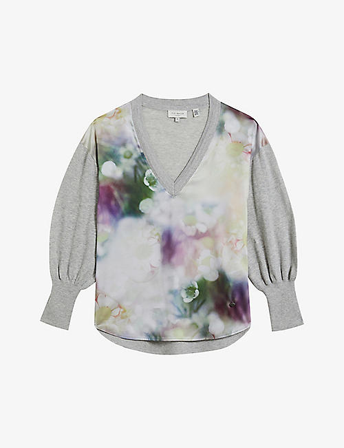 TED BAKER: Beatric floral-print woven jumper