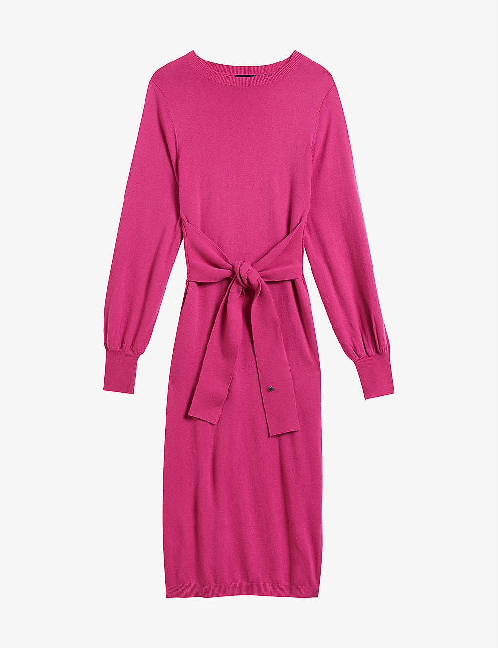 Shop Ted Baker Women's Brt-pink Essya Slouchy-fit Tie-front Knitted Midi Dress
