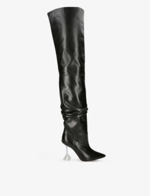 AMINA MUADDI: Olivia contrast-heel leather over-the-knee boots