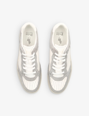 POLO RALPH LAUREN POLO RALPH LAUREN MEN'S GREY/OTHER COURT LUX CONTRAST-PANELLED SUEDE AND LEATHER LOW-TOP TRAINERS