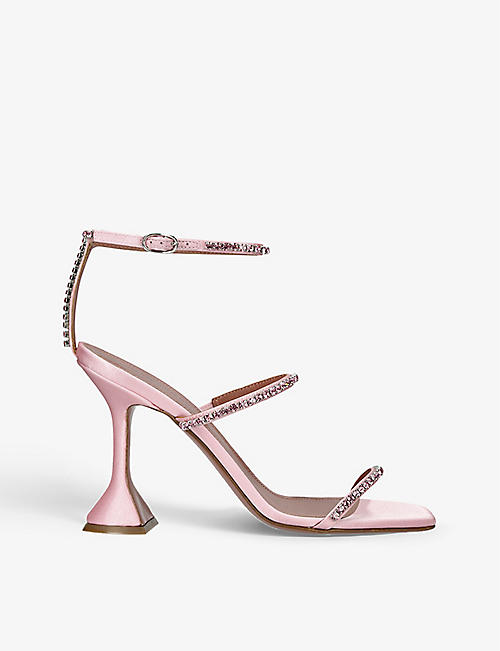 AMINA MUADDI: Gilda crystal-embellished leather heeled sandals