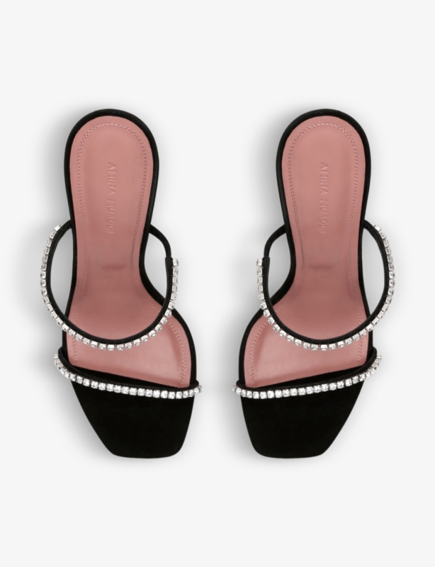 Gilda crystal-embellished metallic-leather heeled sandals