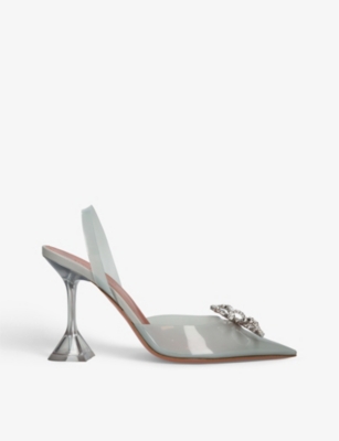 AMINA MUADDI Rosie Glass crystal-embellished sling-back PVC courts