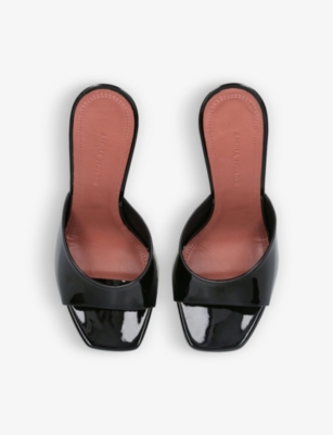 Shop Amina Muaddi Dalida Patent-leather Heeled Platform Sandals In Black